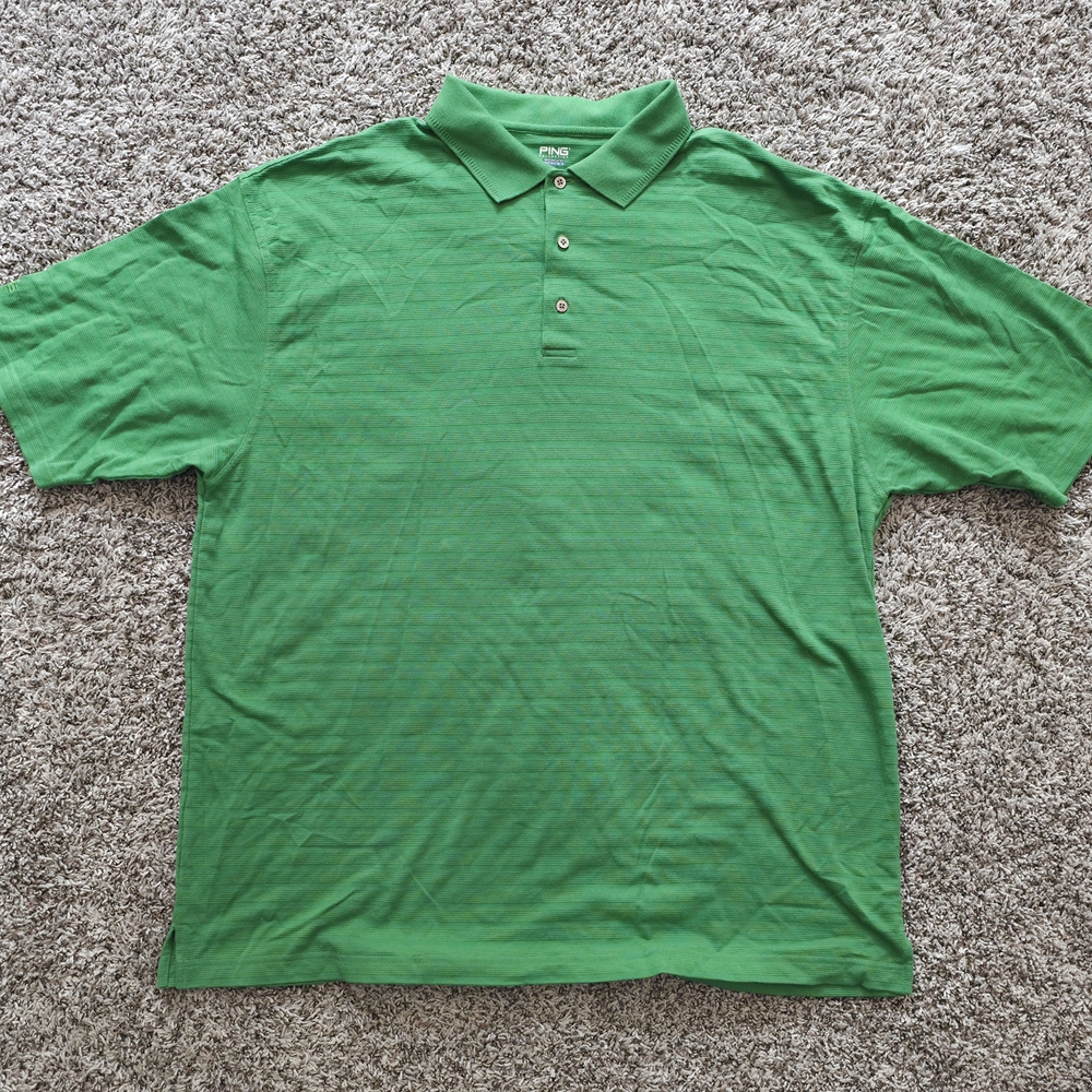 Ping Green Polo Shirt Classic Knit Short Sleeve